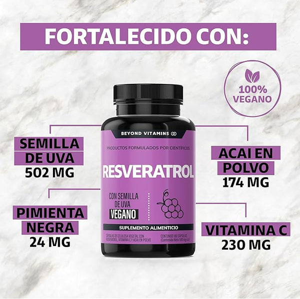 Suplemento Resveratrol 180 Capsulas