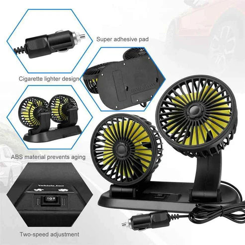 Ventilador Doble Para Coche De 360°