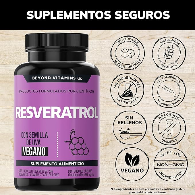 Suplemento Resveratrol 180 Capsulas