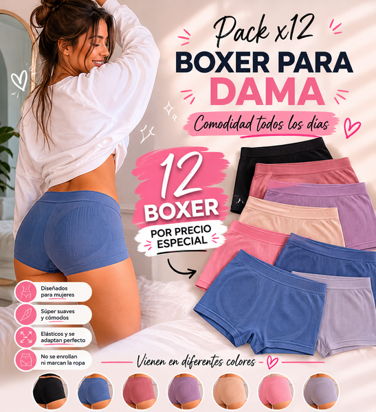 Pack X12 Bóxer para Dama de Microfibra